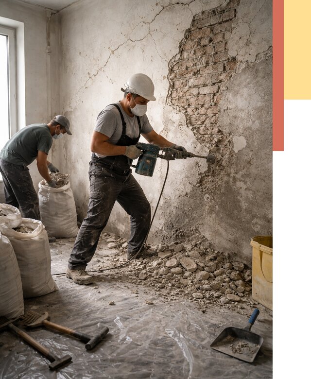 Демонтаж штукатурки со стен в Реутове от 7493 руб/м² — быстро и недорого | ОТДЕЛОЧНИК-Ртв