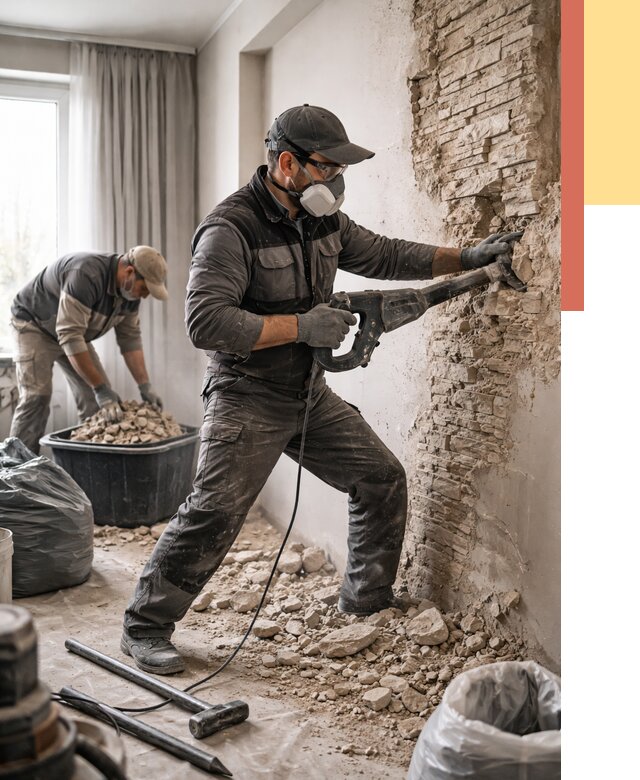 Демонтаж декоративного камня в Реутове от 1509 руб/м² — быстро и недорого | ОТДЕЛОЧНИК-Ртв