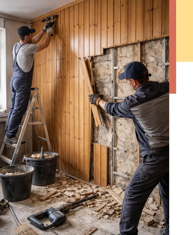 Демонтаж вагонки со стен в Реутове от 1509 руб. — снятие, удаление, срочно | ОТДЕЛОЧНИК-Ртв