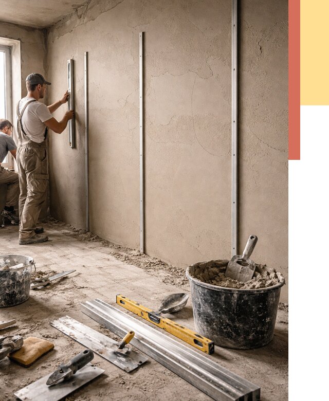 Штукатурка стен по маякам в Реутове от 5724 руб./м² — выравнивание под ключ | ОТДЕЛОЧНИК-Ртв