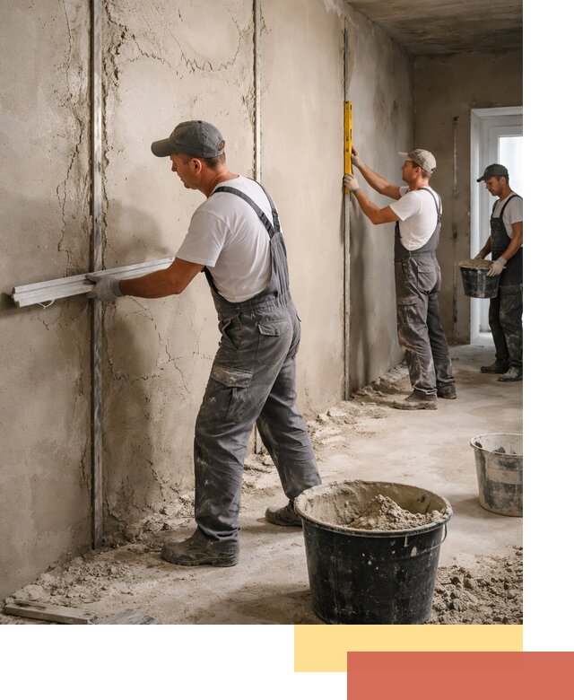 Штукатурка стен по маякам в Реутове — точная и ровная поверхность