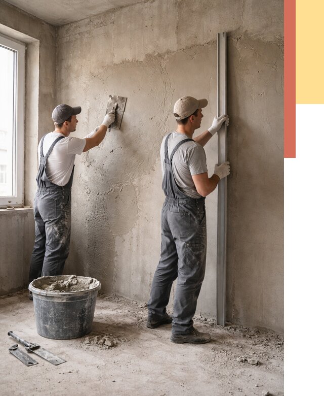 Штукатурка бетонных стен в Реутове от 4683 руб/м² — качественно и быстро | ОТДЕЛОЧНИК-Ртв