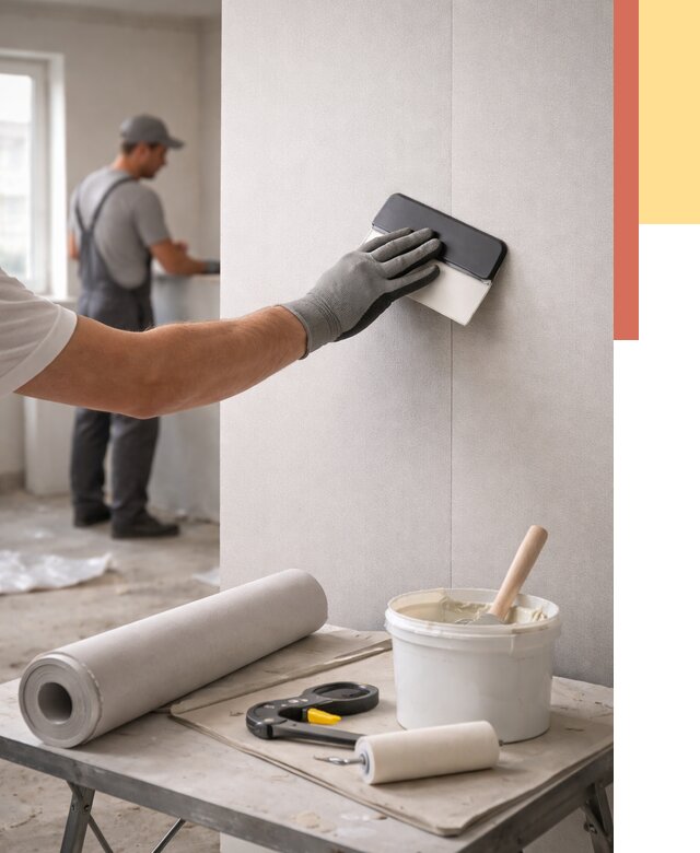 Поклейка обоев под покраску в Реутове от 3642 руб. за м2 | ОТДЕЛОЧНИК-Ртв