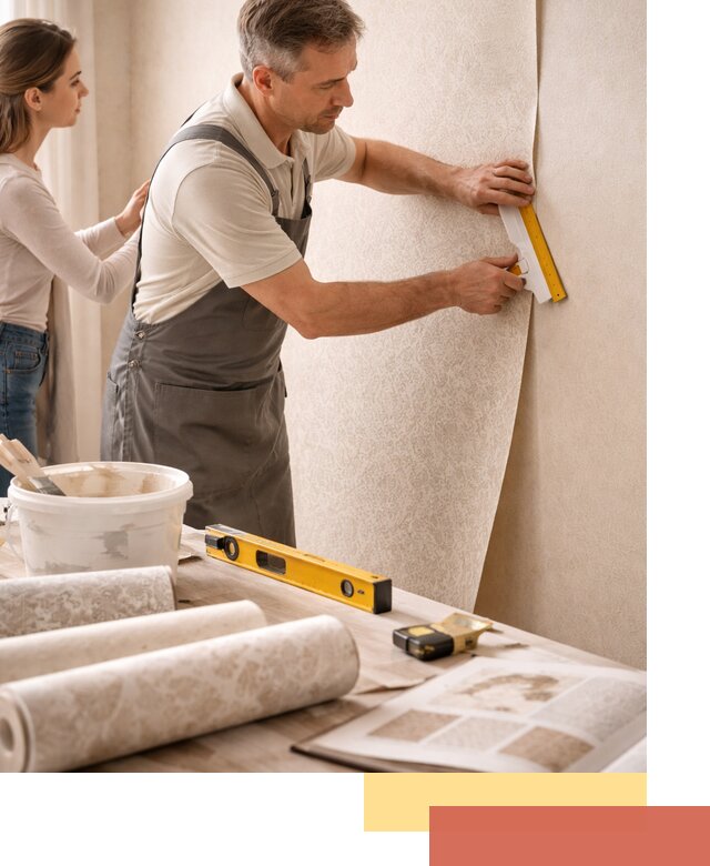 Поклейка обоев с подбором рисунка в Реутове