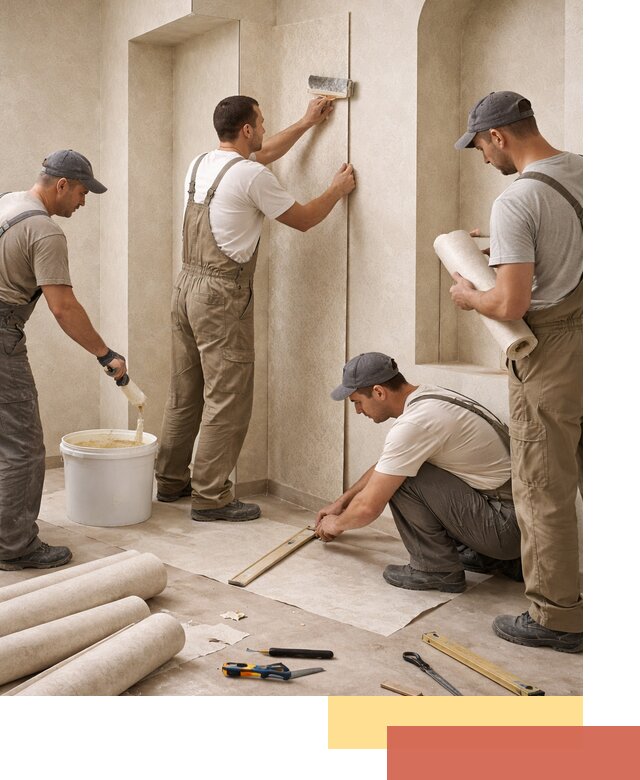 Поклейка обоев на сложные стены и неровные поверхности в Реутове