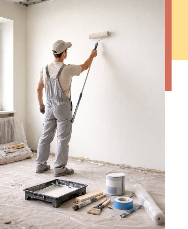 Покраска стен водоэмульсионной краской в Реутове от 468 руб. за м² | ОТДЕЛОЧНИК-Ртв