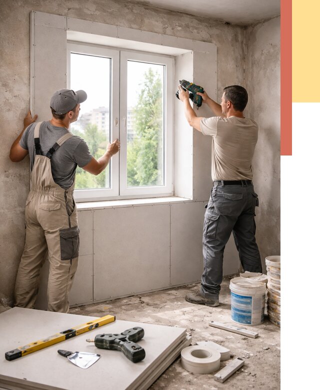 Монтаж откосов из гипсокартона в Реутове от 4683 руб. под ключ | ОТДЕЛОЧНИК-Ртв