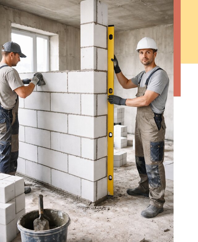 Кладка перегородок из пеноблока в Реутове от 1873 руб. под ключ | ОТДЕЛОЧНИК-Ртв