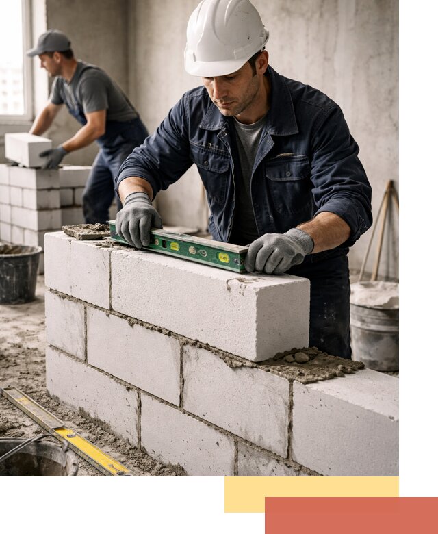 Кладка перегородок из пеноблока под ключ в Реутове