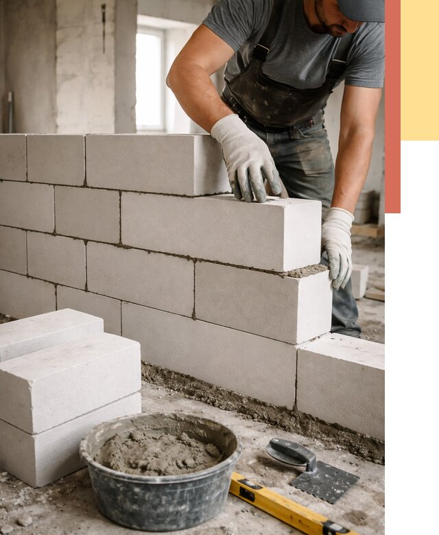 Кладка перегородок из силикатного блока в Реутове от 4163 руб. под ключ | ОТДЕЛОЧНИК-Ртв