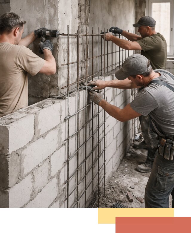 Армирование кладки перегородок в Реутове профессионально и надёжно