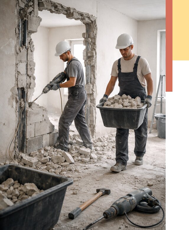 Демонтаж блоковых перегородок в Реутове от 3903 руб. — быстро и недорого | ОТДЕЛОЧНИК-Ртв