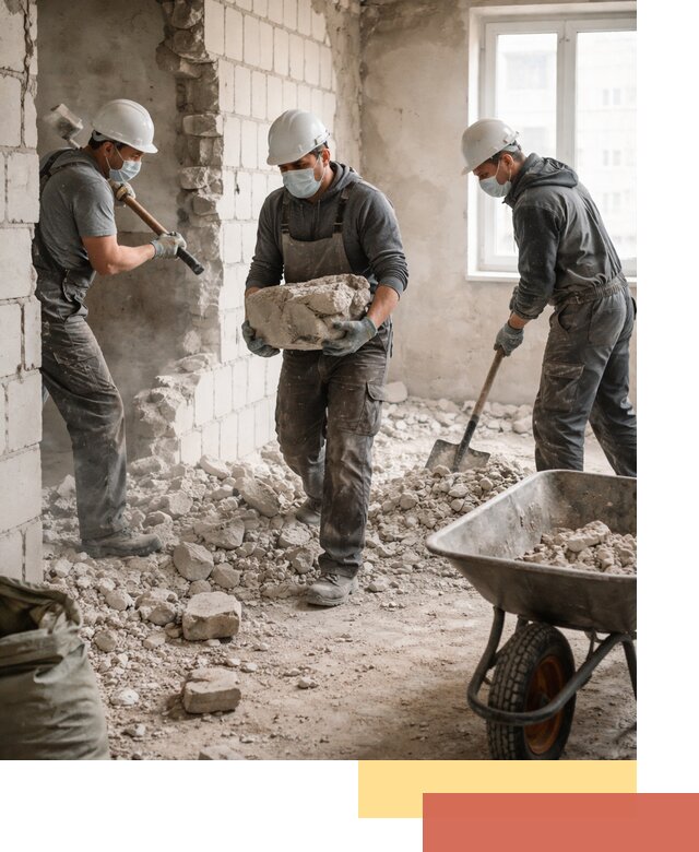 Демонтаж блочных перегородок в Реутове быстро и аккуратно