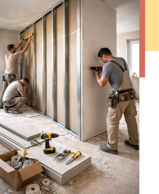 Монтаж однослойной перегородки из гипсокартона в Реутове от 676 руб. | ОТДЕЛОЧНИК-Ртв