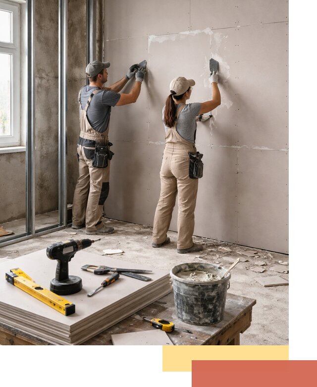 Монтаж двухслойной перегородки из гипсокартона в Реутове