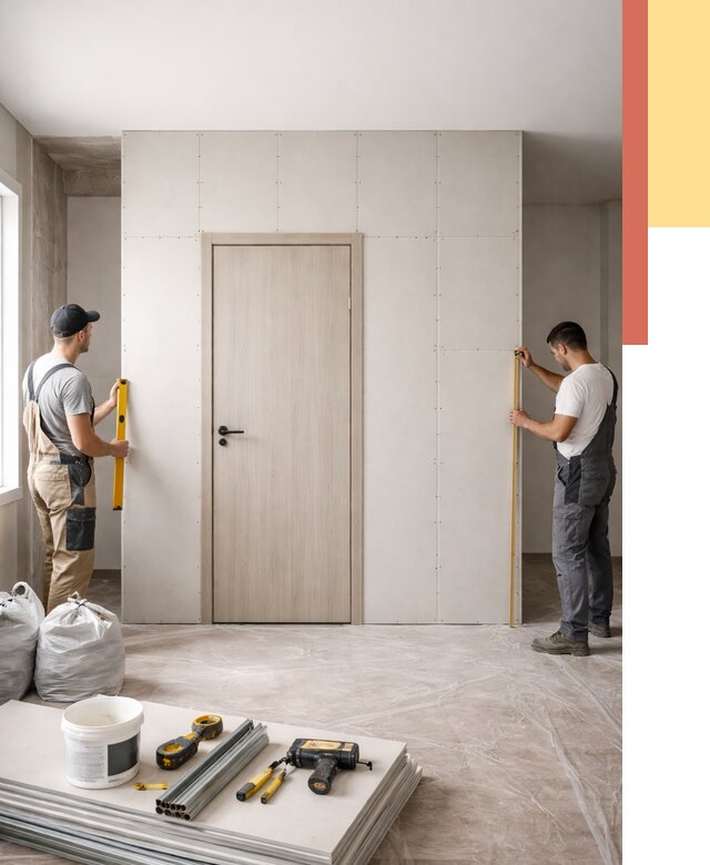 Перегородка из гипсокартона с дверью в Реутове от 4683 руб. под ключ | ОТДЕЛОЧНИК-Ртв