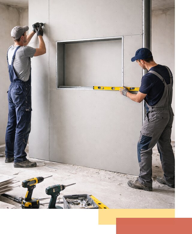 Перегородка из гипсокартона с нишей под декор в Реутове