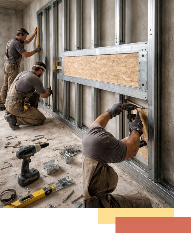 Усиленная перегородка для крепления тяжёлых конструкций в Реутове