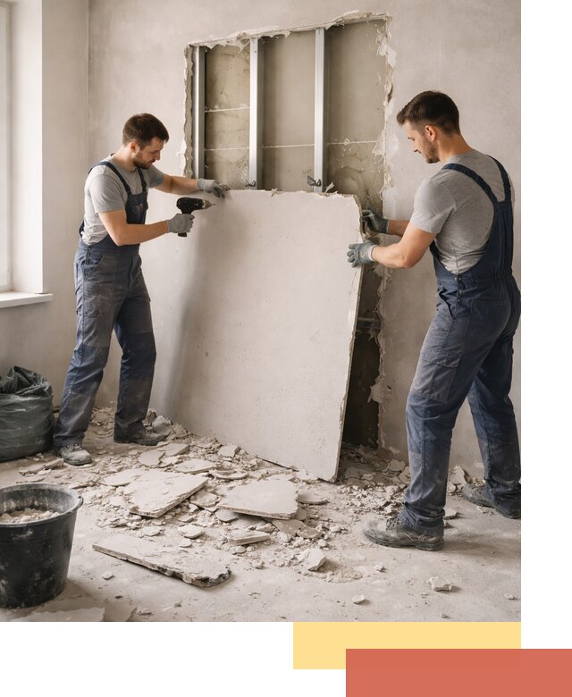 Демонтаж перегородки из гипсокартона в Реутове быстрый и аккуратный