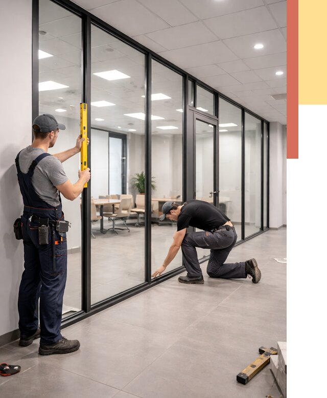 Каркасные стеклянные перегородки в Реутове под ключ от 9574 руб. | ОТДЕЛОЧНИК-Ртв