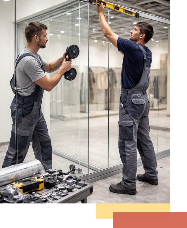 Стеклянные перегородки для магазинов в Реутове — монтаж и установка