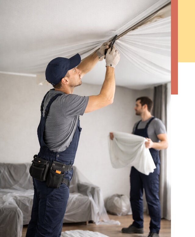 Демонтаж натяжного потолка в Реутове от 4683 руб. — снятие и разбор под ключ | ОТДЕЛОЧНИК-Ртв