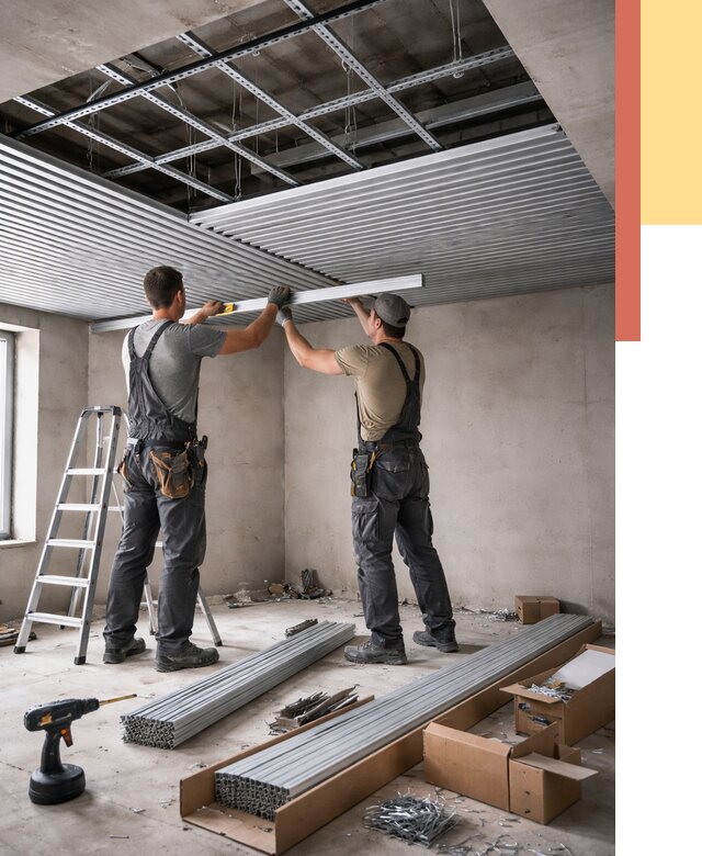 Монтаж реечного потолка в Реутове от 4683 руб. под ключ | ОТДЕЛОЧНИК-Ртв