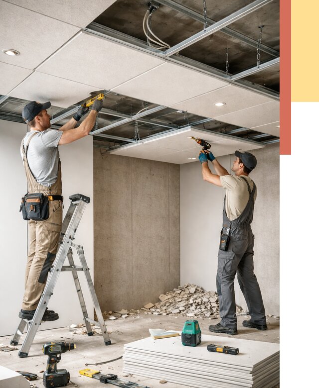 Монтаж акустического потолка в Реутове от 6765 руб/м2 — быстро и недорого | ОТДЕЛОЧНИК-Ртв