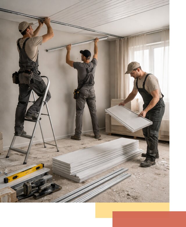 Монтаж потолка из ПВХ панелей в Реутове оперативно и качественно