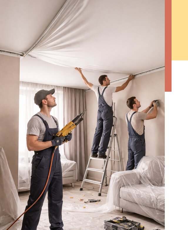 Установка натяжного потолка в Реутове от 4683 руб. | Быстро и недорого — ОТДЕЛОЧНИК-Ртв