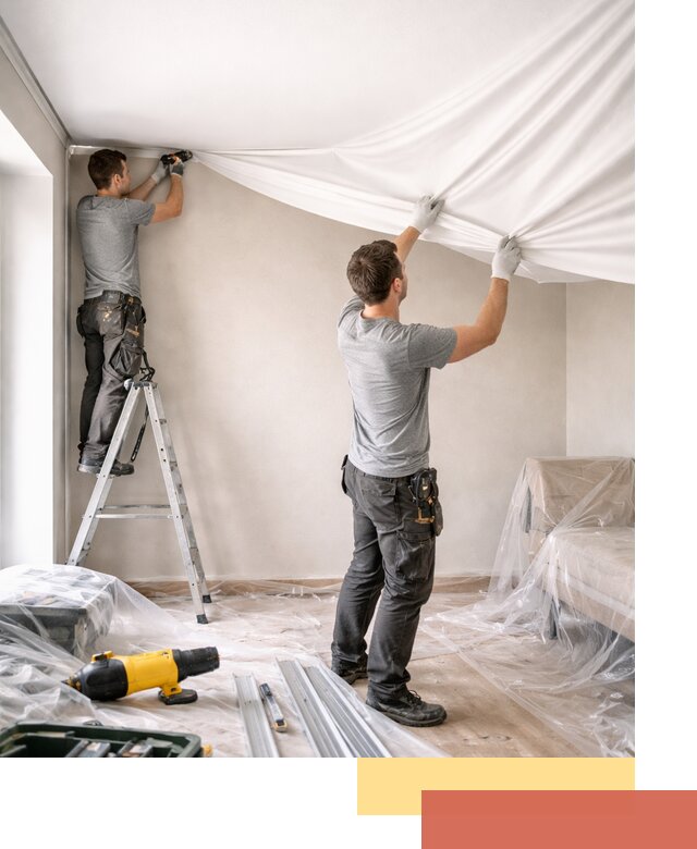 Монтаж тканевого натяжного потолка в Реутове недорого и быстро