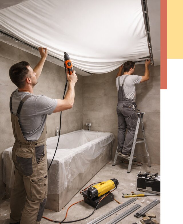 Монтаж натяжного потолка в ванной в Реутове от 1249 руб. под ключ | ОТДЕЛОЧНИК-Ртв