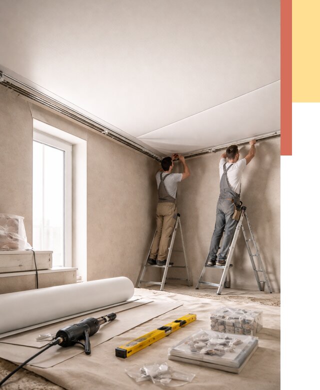 Монтаж натяжного потолка в спальне в Реутове от 3955 руб. под ключ | ОТДЕЛОЧНИК-Ртв