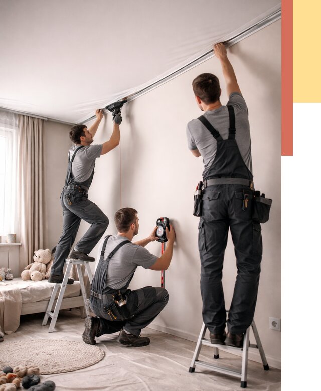 Монтаж натяжного потолка в детской в Реутове от 3642 руб. — быстро и недорого | ОТДЕЛОЧНИК-Ртв