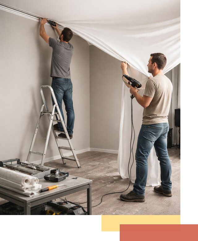 Монтаж натяжного потолка в студии в Реутове