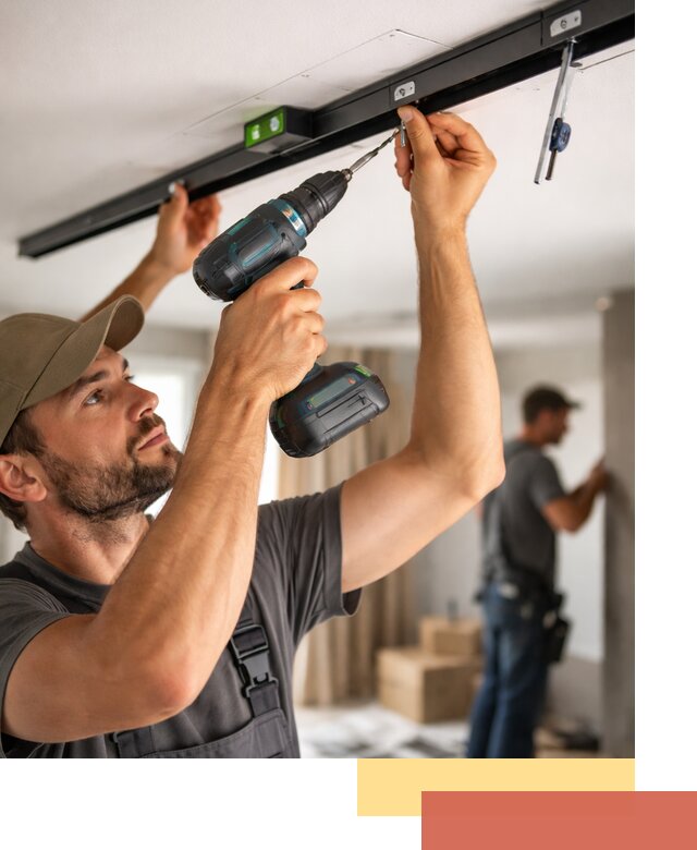 Установка трековых светильников в натяжной потолок в Реутове