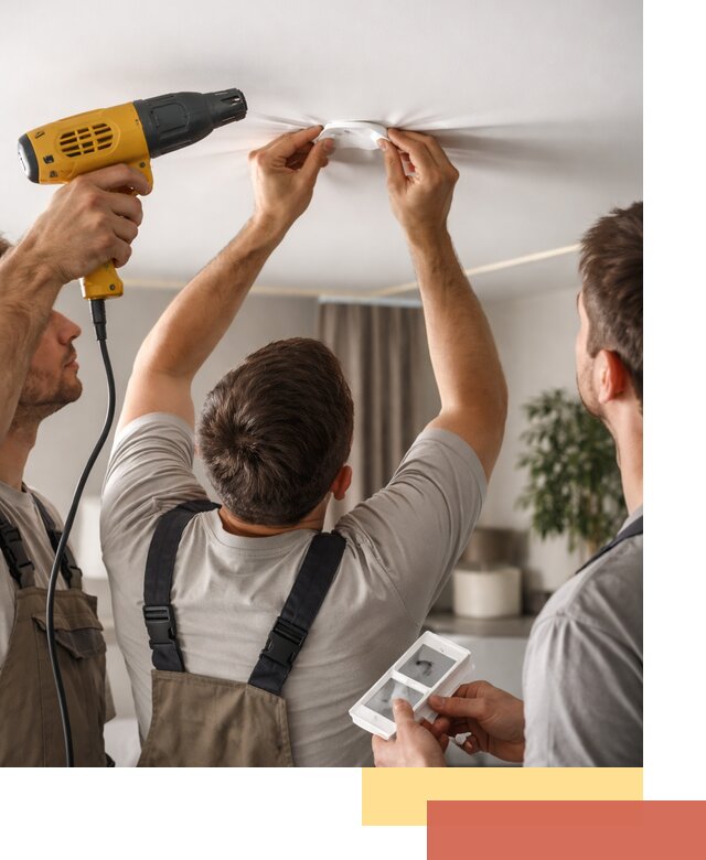 Ремонт прокола полотна натяжного потолка в Реутове