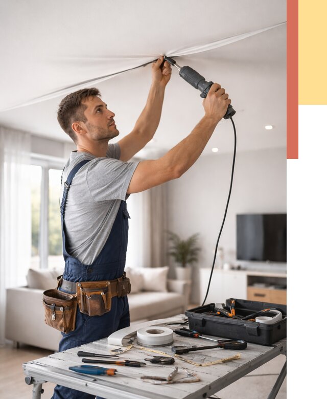 Ремонт натяжных потолков в Реутове от 9887 руб. под ключ — ОТДЕЛОЧНИК-Ртв