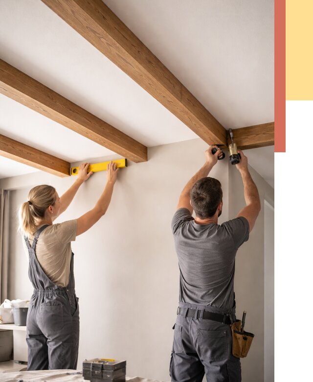 Монтаж декоративных балок на потолок в Реутове от 4371 руб. — ОТДЕЛОЧНИК-Ртв